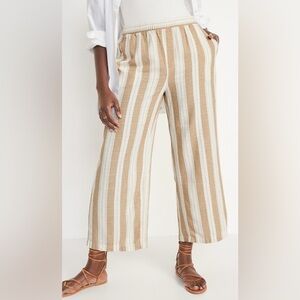 Old Navy cropped striped linen blend pants Sz XL